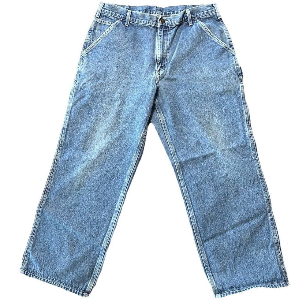 Vintage Carhartt Carpenter JeansMens 34x27 Made in USA Blue Denim Workwear